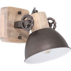 Mexlite - spot - Gearwood - antraciet - metaal rubber wood - opbouwspot - E27 - 7968A