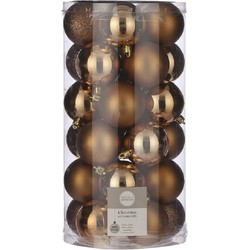30x stuks kunststof kerstballen licht koper 6 cm kerstversiering - Kerstbal