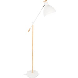 Grundig Vloerlamp - Elegant - 145 cm - Wit Blanke Hout - Minimalistisch - Losstaand - Snoer