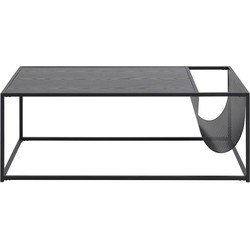 Vic industriële houten salontafel met krantenrek - L110 x B60 x H40 cm - Zwart