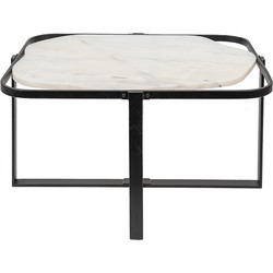 Clayre & Eef Salontafel  86x68x45 cm Zwart Wit Ijzer Bijzettafel