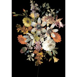 ESTAhome fotobehang bloemstilleven multicolor op zwart - 150 x 279 cm - 159215