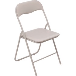 5Five Klapstoel met pvc zitting - beige - 44 x 48 x 79 cm - metaal - Klapstoelen