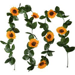 Clayre & Eef Kunstbloem Guirlande 200 cm Geel Kunststof Zonnebloemen