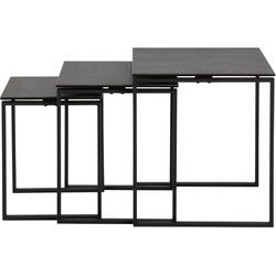 Bijzettafel Set van 3 Glentruan Zwart Keramiek - Giga Living