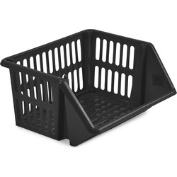 Mand/organiser - stapelbaar - zwart - 35 x 29 x 27 cm - Opbergmanden