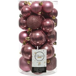 90x Kunststof kerstballen glanzend/mat/glitter oud roze kerstboom versiering/decoratie - Kerstbal