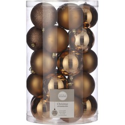 25x Kunststof kerstballen licht koper 8 cm - Kerstbal