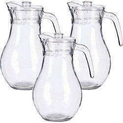 Vivalto sapkan karaf met deksel - 3x - glas - 1,8 liter - transparant - Schenkkannen