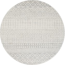 Rond Scandinavisch Boho Tapijt MILA - Grijs/Wit - Ø 160 cm