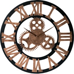 LW Collection LW Collection Wandklok XL Levi brons grieks 80cm - Wandklok met tandwielen - Industriële wandklok stil uurwerk