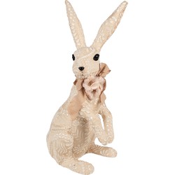Clayre & Eef Decoratie Beeld Konijn 25x19x54 cm Beige Textiel op Kunststof