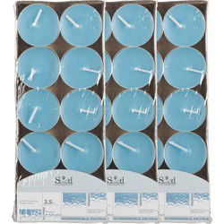 Geurtheelichtjes - 30x stuks - oceaan - blauw - was - 3,5 uur - geurkaarsen