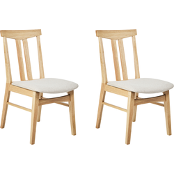 AVALON - Eetkamerstoel set van 2 - Lichtbeige - Licht hout/Stof