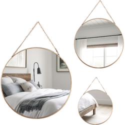 MISOU Spiegel - Set van 3 - Rond - Goud - Metaal - Wandspiegel - Wanddecoratie - Miroir Mural