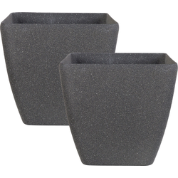 ZELI - Bloempot set van 2 - Donkergrijs - 49 cm - Stenenmix