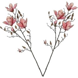 2 stuks Magnolia beverboom kunstbloemen takken 90 cm decoratie - Kunstplanten