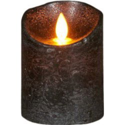 B.o.t. kaars wax rustiek bewegende vlam 7.5x10cm antraciet 3xaaa/timer