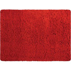 MSV Badkamerkleedje/badmat tapijt - voor de vloer - rood - 50 x 70 cm - langharig - Badmatjes