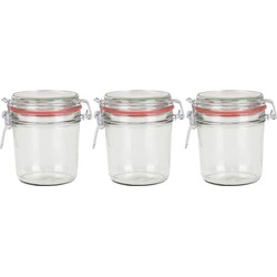 3x Glazen confituren pot/weckpot 400 ml met beugelsluiting en rubberen ring - Weckpotten