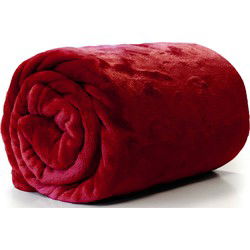 Enzo Fleece deken/plaid - fluweel rood - polyester - 130 x 180 cm - Plaids