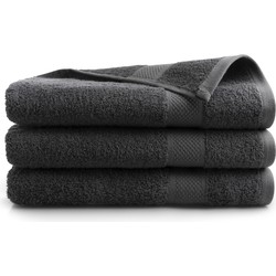 DoubleDry Hotel Badhanddoeken 70 x 140 cm – Set van 3 – 100% Katoen 500 g/m2 – Zacht & Absorberend -  Antraciet