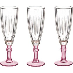 Luxe Exotic Collection Champagneglazen set 6x stuks op roze voet 170 ml - Champagneglazen