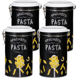 Set van 4x stuks pasta voorraadbussen/bewaarblikken metaal 11 x 19 cm - Voorraadblikken