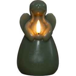 Kaars engel wax led 3d vlam op batterij met timer d8.5h14.5 cm jade groen