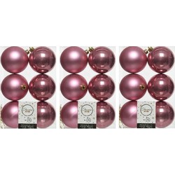 18x Kunststof kerstballen glanzend/mat oud roze 8 cm kerstboom versiering/decoratie - Kerstbal