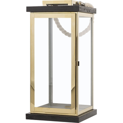 Beliani BORNEO - Lantaarn-Messing-Dennenhout, Veiligheidsglas