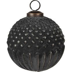 Clayre & Eef Kerstbal Zwart Grijs Glas