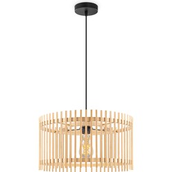 Boheemse Hanglamp - Bamboe Lampenkap - Rond - Beige - Ø40 x 126 cm - E27 fitting - Ontworpen voor gebruik in slaapkamers en werkruimtes - Inclusief 1 meter kabel