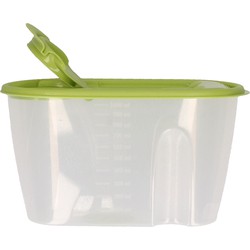 Voedselcontainer strooibus - groen - 1 liter - kunststof - 20 x 9,5 x 11 cm - Voorraadpot