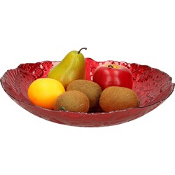 Decoratie schaal/fruitschaal van glas rood rond D30 x H6 cm - Schalen