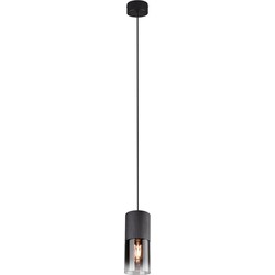 Smokey single hanglamp 1xE27 mat zwart