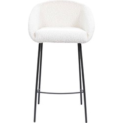 Barstoel Stof Beige - Zithoogte	65cm - 52x42x88cm - Lova - Set van 2