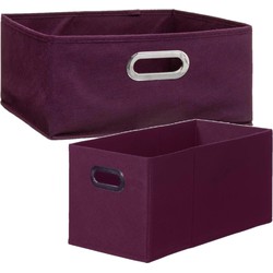 Set van 2x stuks opbergmanden/kastmanden 7 en 14 liter aubergine paars van linnen 31 cm - Opbergkisten