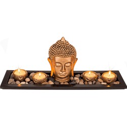 Out of the blue Boeddha hoofd - met waxinelichthouders - 41 cm - Beeldjes
