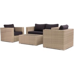 MATINO LOUNGE SET WITH TABLE WOODEN TOP 4PCS (2X CHAIR  1X BENCH  1X TABLE)  -  ALU GREY