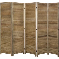 LW Collection LW Collection Kamerscherm 5 panelen hout bruin 170x200cm - paravent - scheidingswand