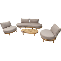 Summerland loungeset natural taupe/acacia light teak incl. zand olefin kussens