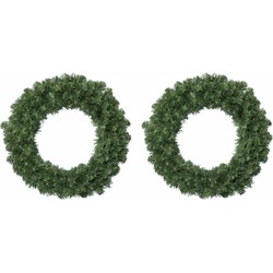 2x stuks kerstkransen/dennenkransen groen 35 cm - Kerstkransen