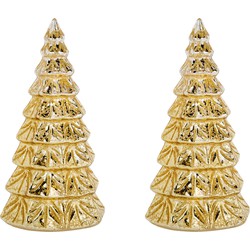 2x stuks led kaarsen kerstboom kaars goud D9 x H19 cm - LED kaarsen