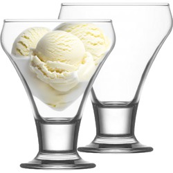 LAV IJcoupes/ijs/dessert serveer schaaltjes - op voet - set 2x stuks - glas - 300 ml - IJsjeshouders