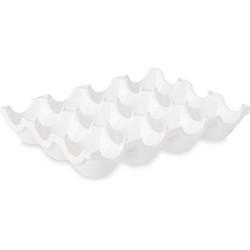 Vessia Eiertray/houder voor 12 eieren - wit - porselein - 14 x 19 cm - Eierdopjes