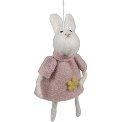 Clayre & Eef Paashanger Konijn 13 cm Roze Stof Decoratie Hanger