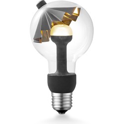 Design LED Lichtbron Move Me - Zwart/Goud - G80 Umbrella LED lamp - 8/8/13.7cm - Met verstelbare diffuser via magneet - geschikt voor E27 fitting - 3W 220lm 2700K - warm wit licht