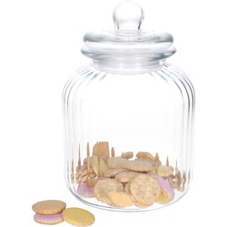 Zeller keuken voorraadpot/snoeppot - bewerkt glas - met deksel - 3800 ml - 17 x 26 cm - Voorraadpot