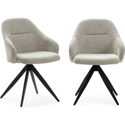 Set van 2 draaibare fauteuils in stof met zwarte metalen poten - TAMARA